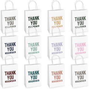 Windyun 120 Pack Small Thank You Paper Gift Bags White Thank You for Being Awesome Gift Bags with Handles for Staff Employee Inspirational Appreciation Gift Business Party 8.27 x 5.91 x 3.15''
