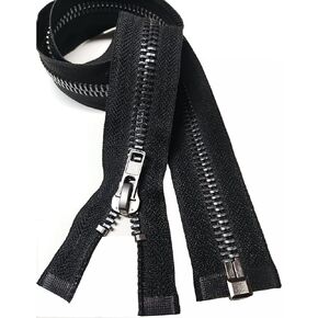 Leekayer #10 27 Inch Separating Jacket Zipper Black Nickel Metal Zipper Heavy Duty Metal Zippers for Jackets Sewing Coats Crafts (27" Nickel)