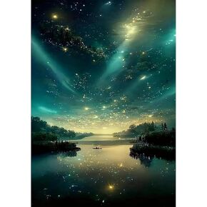 CTEOUNPT DIY 5D Diamond Dots Paint Color by Numbers Wall Art Kit for Adults, Painting Canvas Crafts Accessories for Beginners and Kids, Home & Office Wall Decor, 12 * 16in(Morning sea)