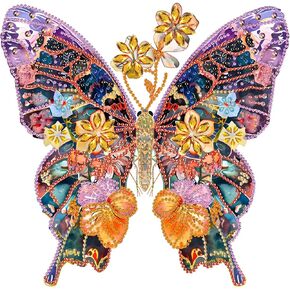 MXJSUA Special Diamond Painting Kits for Adults, 5D Special Shape Diamond Art Kits, Crystal Rhinestones Butterflies Diamond Gem Art Painting for Home Wall Decoration 12×12 inch, Butterflies