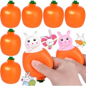 6 PCS Easter Carrot Rabbit Toys ، Ball Arbbit Squeeze للأطفال تخفيف التوتر ، والعبارة المنبثقة لأحشاد سلة عيد الفصح