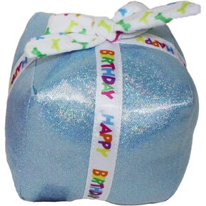 Multipet Birthday Cake Slice Dog Toy - Dog Birthday Toy w/Squeaker & Crinkles - Polyester Plush Dog Toys - Cute Pet Toy for Chewing & Playing - Perfect Dog Gifts for All Dogs (6", Blue)