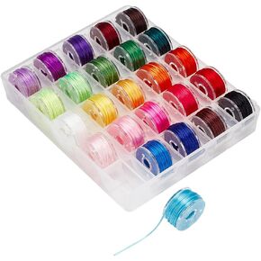 PH PandaHall 25 Colors Flat Stretch Crystal Thread, 1mm Stretch Beading Thread, Elastic Bracelet Cord Crystal Stretch Polyester Thread for Clay Beads Necklace Beading Craft Jewelry Supplies