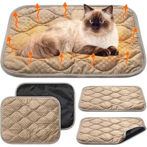 4 Pack Self Warming Cat Mat Self Heating Cat Pad Warm Thermal Pet Bed Washable Dog Crate Pad Body Heat Dog Bed Mat Blanket Non Slip Bottom for Outdoor Indoor Pets(Grey,16 x 20 Inch)