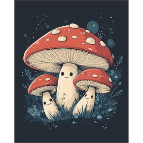 Paint by Numbers for Adults, Mushroom Paint by Number, Mushrooms with Ghosts Paint by Numbers Kit, Halloween Ghost Canvas Wall Art, Forest DIY Oil Painting, Abstract Home Decor(16x20inch, No Frame)