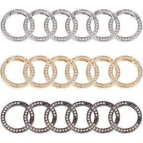 Framendino, Rhinestone Spring O Rings Bling Round Clip Diamond Buckle for DIY Crafts