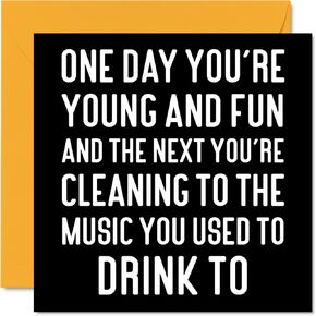 Funny Birthday Cards for Women Men - Music You Used To Drink To - Rude Birthday Cards for Him Her Mom Dad Papa Pops Brother Sister Friend Coworker, 5.7 x 5.7 Inch Joke Humor Bday Greeting Cards in Saudi Arabia