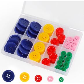 Premium Color Sewing Buttons, 100PCS Round Resin, 4 Holes Craft, Handmade Sewing Button, Sizes 40L/32L/24L/20L/16L, for Garment DIY Art Crafts Projects Decoration (Non-Dyed Buttons)
