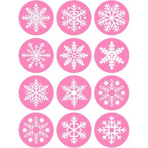 1.5 inch Pink Snowflakes Merry Christmas Stickers Labels Adhesive Decorative Envelope Seals Stickers for Cards Envelopes Boxes 120 Stickers