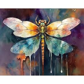 QACEYID DIY Paint by Numbers for Adults Beginner, Dragonfly Easy Paint by Numbers for Beginner, Acrylic Watercolor Paint by Number, Painting by Numbers Perfect for Gift Decor 16x20 Inch