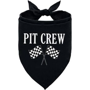 Pit Crew Dog Bandana: Checkered Flags Race Car Flag - Funny Cute Triangle Scarf for Small Medium Dogs (M) in Kuwait