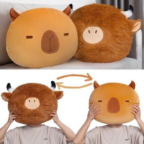 Kids Throw Pillow,Capybara Shaped Cute Throw Pillow,Highland Cow Decor Pillows,Floor Seating Cushion,Cute Room Decor & Plush Pillow Decor for Bedroom Sofa Chair Aesthetic(Reversible,18")