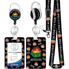 Plifal ID Badge Holder with Lanyard and Retractable Badge Reel Belt Clip,Mountain Sunset Keychain Lanyards Clip on Badge Extender Vertical ID Sleeve for Women
