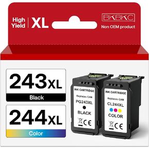 243 244 XL Ink Cartridge Compatible for Canon Ink 245 246 XL PG-243 CL-244 XL for Pixma TS3420 TR4520 TR4522 TS3120 MX490 MX492 MG2520 Printers (Black, Tri-Color, 2 Pack)