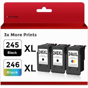 Compatible 245XL 246XL Ink Cartridge Replacement for Canon 245 246 (Black Color 3-Pack) PG 245 CL 246 XL for MX490 TR4520 TS3322 TR4522 TR4500 TS3122 TS3300 MX492 MG2522 TS3100 TS3320 MG2500 Printer