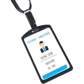 Aluminum Badge Holder with Detachable Neck Lanyard/Strap for ID Card, Working Card (1, Black)