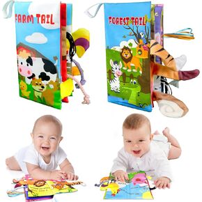 Richgv 2 Packs Baby Books Toys 0-6-12 Months, Touch and Feel Soft Crinkle Books for Newborn Infant Baby 0-3-6-12 Months, Baby Valentines Gifts Shower Books Carseat Toys Christmas Stocking Stuffers