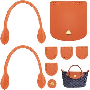 WADORN 8pcs PU Leather Handbag Knitting Kits, DIY Crochet Bag Making Including Sew on Bag Handles Snap Button Bag Covers Handmade Craft Shoulder Bag Making Accessories, Brown