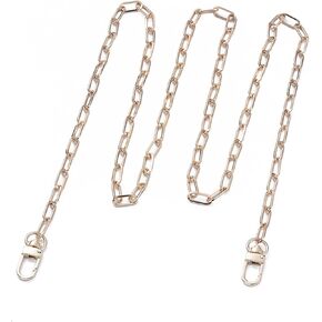 Craftdady 46 Inch Iron Paperclip Link Chain Strap Handbag Purse Wallet Clutch Handles Light Gold Shoulder Cross Body Replacement Straps, 2 Packs with Buckles