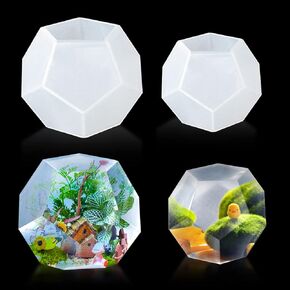 Rolin Roly 2Pcs Resin Pentagon Molds Large Geometry Silicone Mold Polyhedral Epoxy Casting Mould 3D Seamless Sphere Moulds DIY for Jewelry Craft Art Making Home Decoration