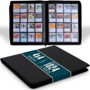 1000 Card Binder, Ringless Card Binder, 16 Pockets Card Folder, Card Collector Binder, Guardian Binder, Trading Card Album, Card Book Holder w/Zipper, Sports, MTG, Yugioh, One Piece, Collectible