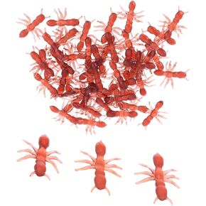 ARTIBETTER 50PCS Halloween Simulation Ants Halloween Supplies Trick Simulation Realistic Ants Model Toy for Halloween Party April Fools Day Decor - red Brown