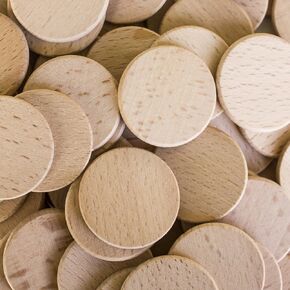Super Z Outlet Round Unfinished 1.5" Wood Cutout Circles Chips for Arts & Crafts Projects, Board Game Pieces, Ornaments (200 Count)