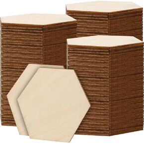 120 PCS 3 Inch Hexagon Wood Pieces, Wooden Hexagon, Hexagon Blank Unfinished Wood Slices for DIY Craft, Panting, Home Decorations, Wood Burning
