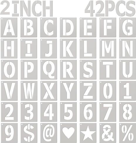 2 inch Letter Stencils 42 Pcs Large Alphabet Stencils, Number Stencils, Reusable Letter Stencils for Painting on Wood Wall Fabric Rock DIY Art Projects (2 inch) in Saudi Arabia
