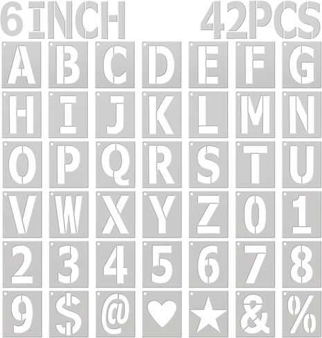 2 inch Letter Stencils 42 Pcs Large Alphabet Stencils, Number Stencils, Reusable Letter Stencils for Painting on Wood Wall Fabric Rock DIY Art Projects (2 inch) in Saudi Arabia