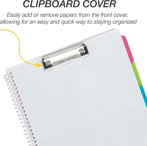 Samsill 5 Subject Spiral School Organizer with Clipboard and Removable Notepad, All-in-One Folder, 5 Dividers with 10 Pockets, Multi-Pocket Folder and Document Holder, Black in Saudi Arabia