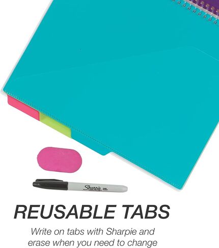 Samsill 5 Subject Spiral School Organizer with Clipboard and Removable Notepad, All-in-One Folder, 5 Dividers with 10 Pockets, Multi-Pocket Folder and Document Holder, Black in Saudi Arabia