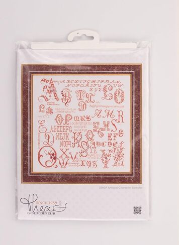 Thea Gouverneur - Counted Cross Stitch Kit - Antique Character Sampler - Aida - 18 count - Embroidery Kit for Adults - DMC Embroidery Threads and other Cross Stitch Supplies Included - 2093A in Kuwait
