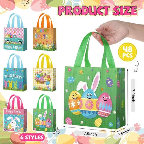 Wesnoy 48 Pieces Halloween Treat Gift Bags Bulk Reusable Halloween Tote Bags with Handles Pumpkin Vampire Mummy Non Woven Goodie Basket for Trick or Treat Party Favors, 7.8 x 7.8 x 3.5 Inch in Saudi Arabia