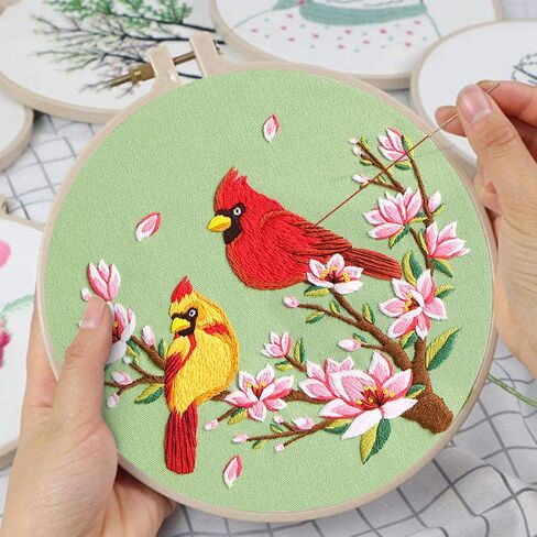 Nuberlic 3 Pack Embroidery Kit for Beginner Adults, Cross Stitch Set with Cute Bee Patterns, Includes Cloth, Hoops, Threads, Needles, Instructions in Kuwait