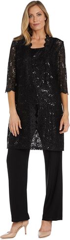 R&M Richards Women's 3 PCE Laced Duster Jacket Shell and Solid Pant in Kuwait