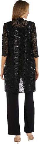 R&M Richards Women's 3 PCE Laced Duster Jacket Shell and Solid Pant in Kuwait