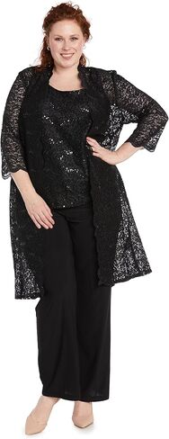 R&M Richards Women's 3 PCE Laced Duster Jacket Shell and Solid Pant in Kuwait