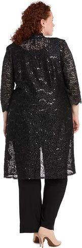 R&M Richards Women's 3 PCE Laced Duster Jacket Shell and Solid Pant in Kuwait