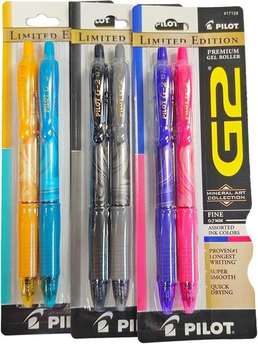 Pilot (3) G2 Mineral Art Limited Edition Ambens ، قابلة للسحب ، قبضة مطاطية ، PT Fine ، 0.7 مم ، ألوان متنوعة 2 عبوات in Saudi Arabia