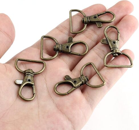 BokWin 40 Pcs Metal Lobster Claw Clip Swivel,Bronze Keychain Hook with D Rings,20mm Keychain Hook for Bags Wallets in Kuwait
