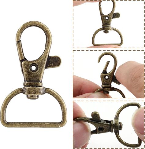 BokWin 40 Pcs Metal Lobster Claw Clip Swivel,Bronze Keychain Hook with D Rings,20mm Keychain Hook for Bags Wallets in Kuwait