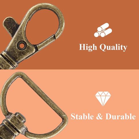 BokWin 40 Pcs Metal Lobster Claw Clip Swivel,Bronze Keychain Hook with D Rings,20mm Keychain Hook for Bags Wallets in Kuwait