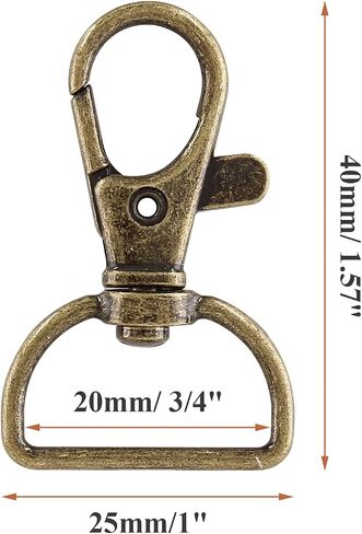 BokWin 40 Pcs Metal Lobster Claw Clip Swivel,Bronze Keychain Hook with D Rings,20mm Keychain Hook for Bags Wallets in Kuwait