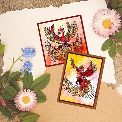 GLOBLELAND 4Pcs Mini Phoenix Clear Stamps for DIY Scrapbooking Silicone Stamp Seals Magic Phoenix Transparent Stamps for Cards Making Photo Album Journal Home Decoration 2.2x2.2inch in Saudi Arabia