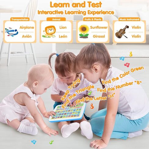 Bilingual Spanish & English Learning Toys for Toddlers 1-3, Kids Interactive Learning Tablet, Childrens Alphabet ABC / Words / Numbers / Colors Learning Pad, Education Toy for Babies 24 Month+ in Saudi Arabia