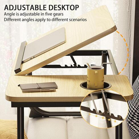 Laptop Desk for Bed, Adjustable Laptop Stand with 5 Adjustable Angles, Portable Lap Tray Table with Cup Holder, Laptop Bed Desk Tray for Eating Working Writing Reading (Yellow) in Saudi Arabia