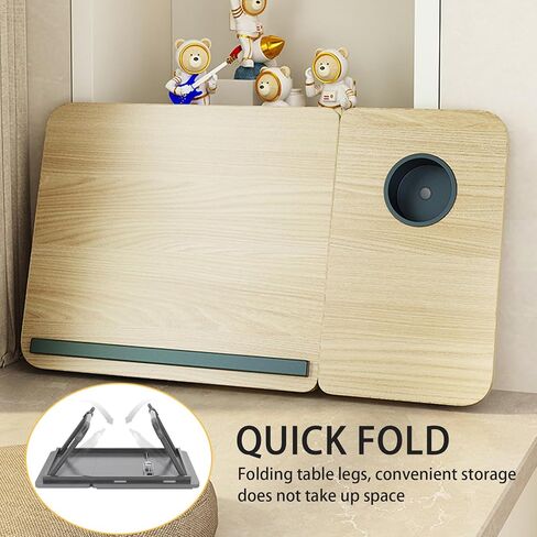 Laptop Desk for Bed, Adjustable Laptop Stand with 5 Adjustable Angles, Portable Lap Tray Table with Cup Holder, Laptop Bed Desk Tray for Eating Working Writing Reading (Yellow) in Saudi Arabia