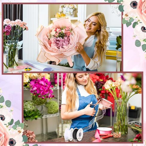 368 Pcs Flower Bouquet Wrapping Paper Kit Flower Bouquet Accessories Flowers Supplies, 3D Butterfly, Pin, Ribbon, Bow, Crown for Florist DIY Craft Wedding(Novel,Vivid Color) in Kuwait