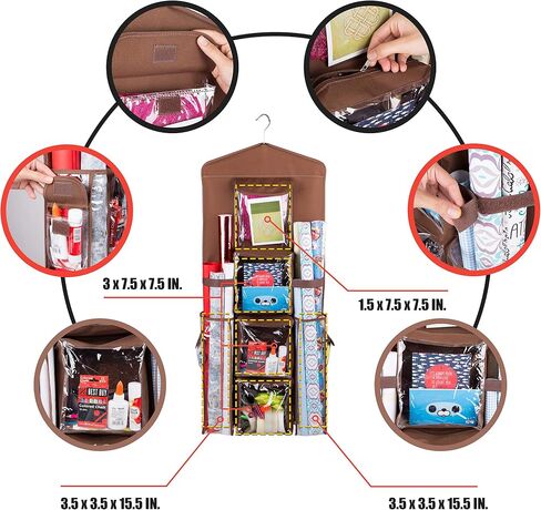 Double-Sided Hanging Gift Bag and Gift Wrap Organizer (Beige) in Saudi Arabia
